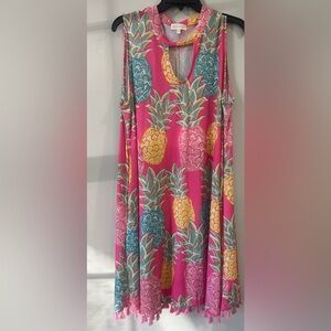 Simply Southern Pink Pineapple keyhole dress size XXL